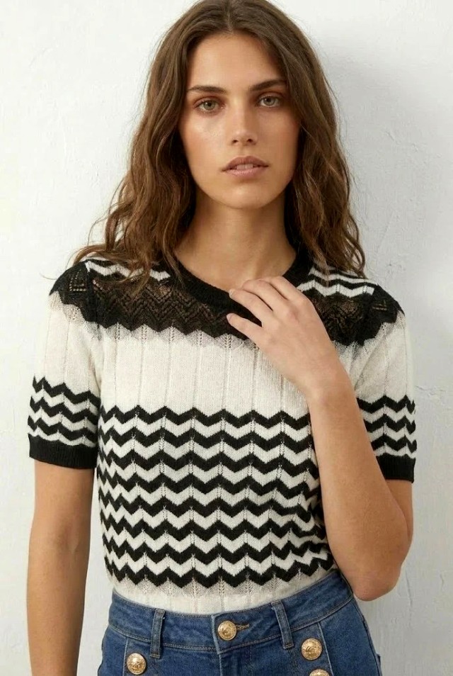 ARTIGLI MAGLIA Γυναικειο Πλεκτο Λευκο-Μαυρο