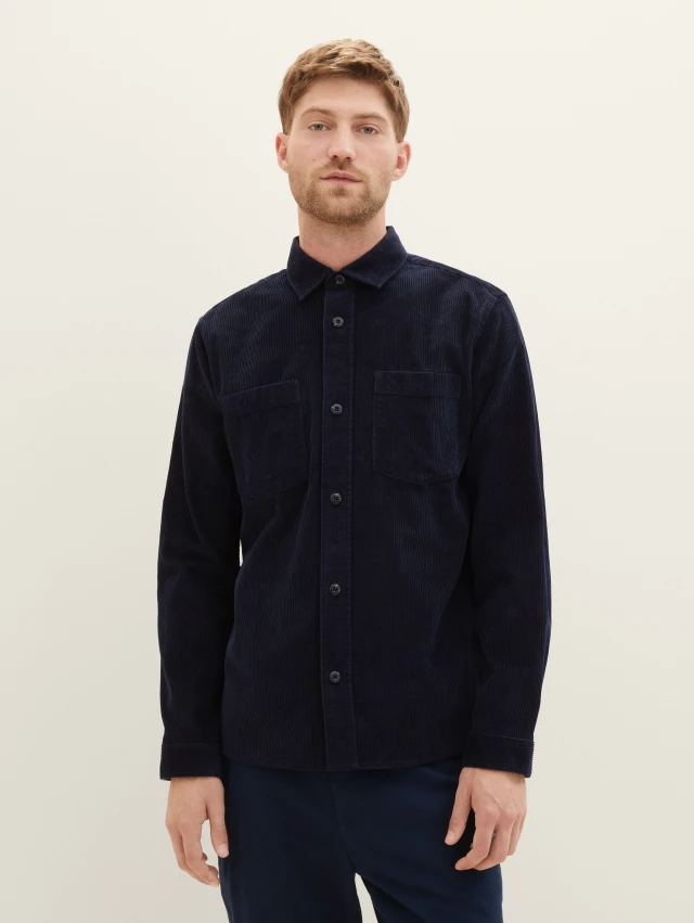 Tom Tailor Corduroy Overshirt Ανδρικό Πουκάμισο Κοτλε Μπλε