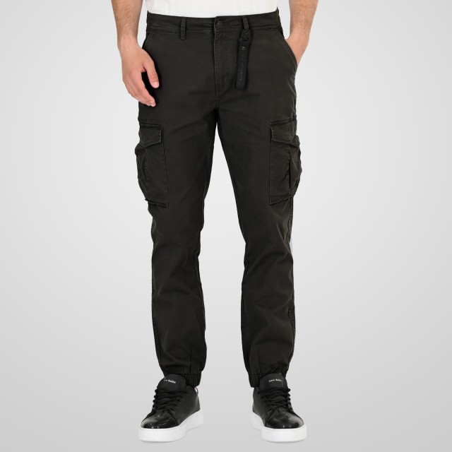 Rebase Ανδρικο Παντελονι Cargo Με Λαστιχο Μαύρο