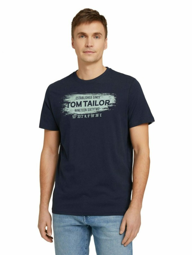 Tom Tailor 202 Printed Logo T-Sh Ανδρικη Μπλουζα Μπλε