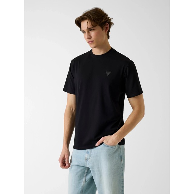 Guess Cn Ss Small Patch Cotton Modal Ανδρική Μπλούζα Μαύρο