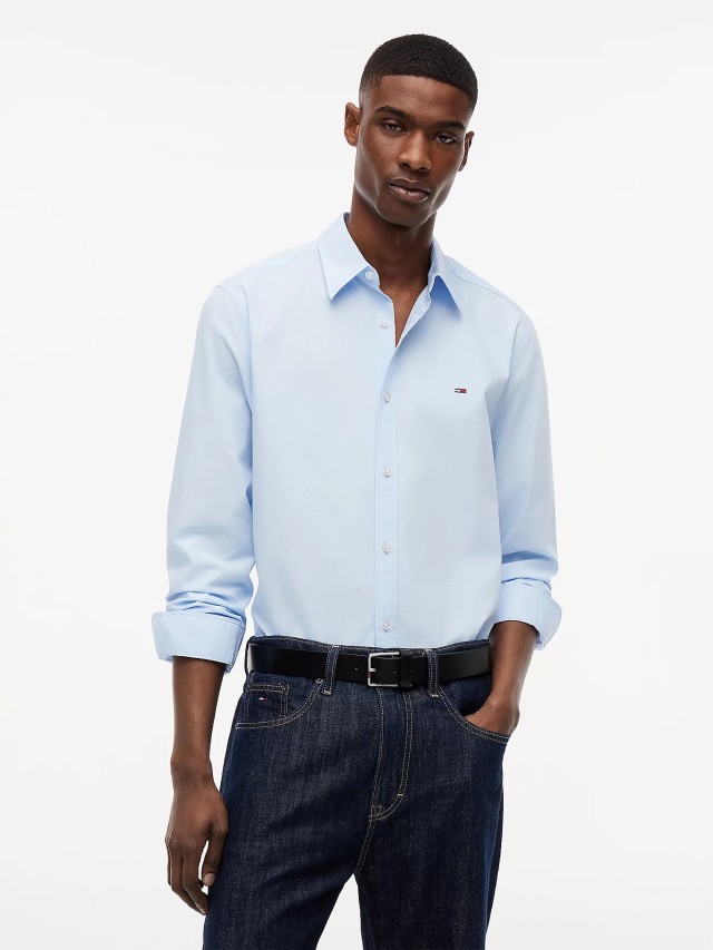 Tommy Hilfiger Tjm Reg Poplin Shirt Ανδρικό Πουκάμισο Σιελ