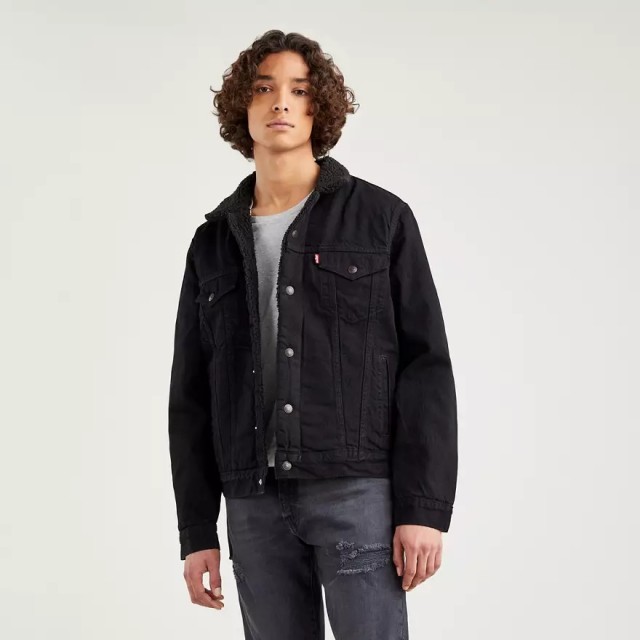 Levis Type 3 Sherpa Trucker Blacks Ανδρικό Μπουφάν Τζιν Μαύρο