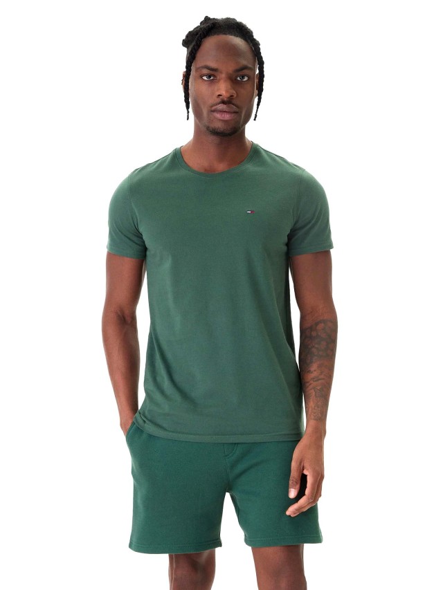 Tommy Hilfiger Tjm Xslim Jersey Tee Ανδρική Μπλούζα Πράσινη