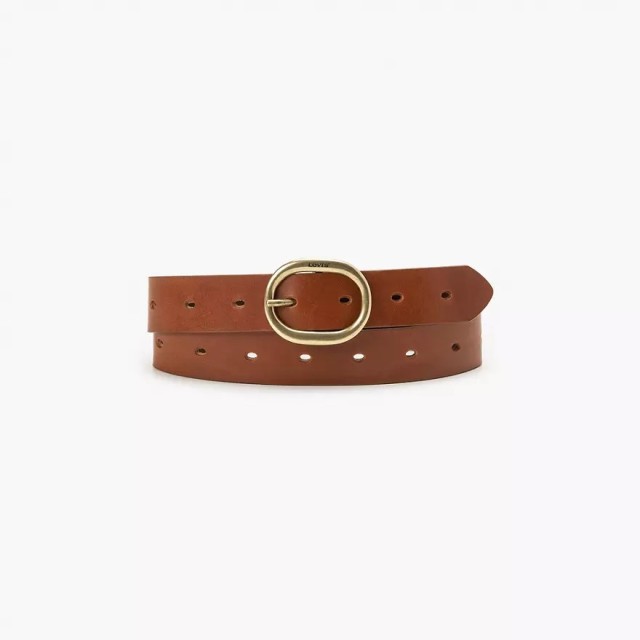 Levis Womens High-Low Belt Γυναικεία Δερμάτινη Ζώνη Καφέ