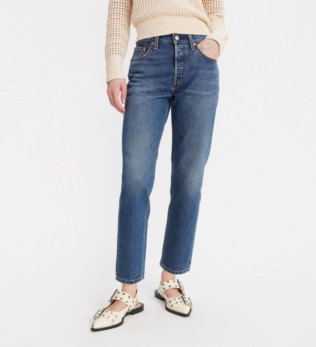 Levis 501® Crop Lightweight Med Indigo Γυναικείο Παντελόνι Τζιν