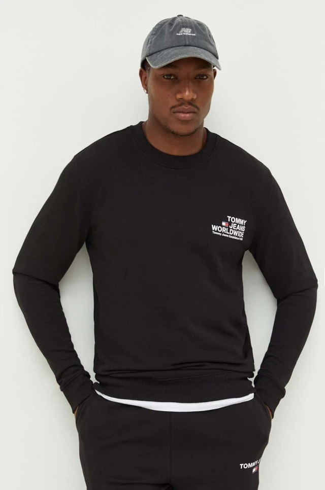 Tommy Hilfiger Tjm Reg Entry Graphic Crew Ανδρικό Φούτερ Μαύρο