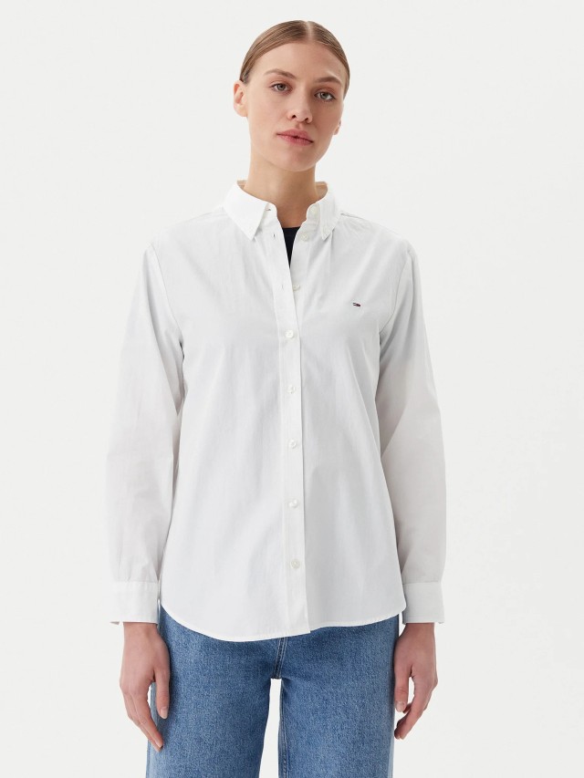 Tommy Hilfiger Tjw Reg Pinstripe Poplin Shirt Γυναικείο Πουκάμισο Λευκό