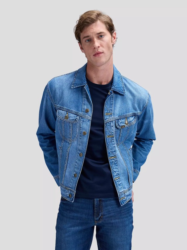 112364153 Lee Rider Jacket Ανδρικό Μπουφάν Τζιν Stone Wash