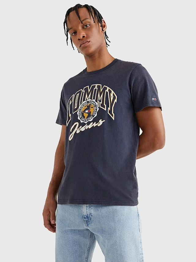 Tommy Hilfiger Tjm Bold College Graphic Tee Ανδρικη Μπλουζα Μπλε