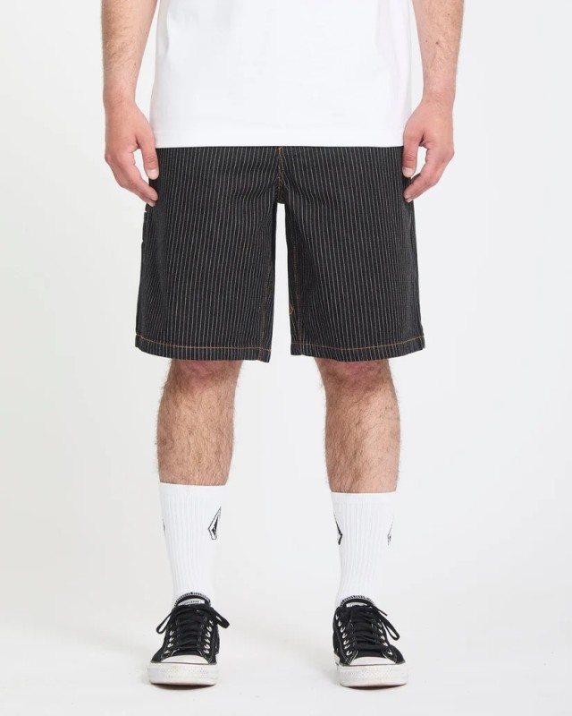 Volcom Work Dialed Short 22 Ανδρική Βερμούδα Ριγέ Τζιν Μαύρη
