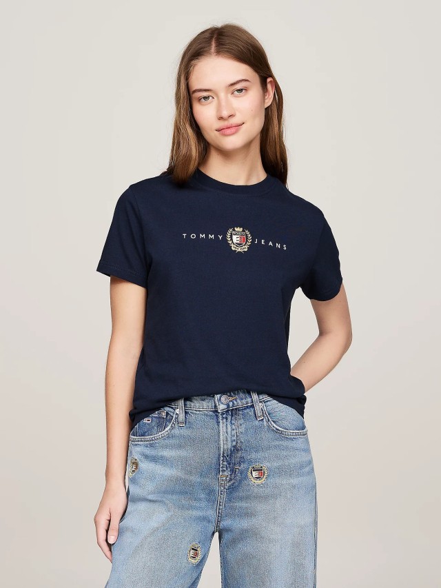 Tommy Hilfiger Tjw Reg Crest Linear Tee Ext Γυναικεία Μπλούζα Μπλε