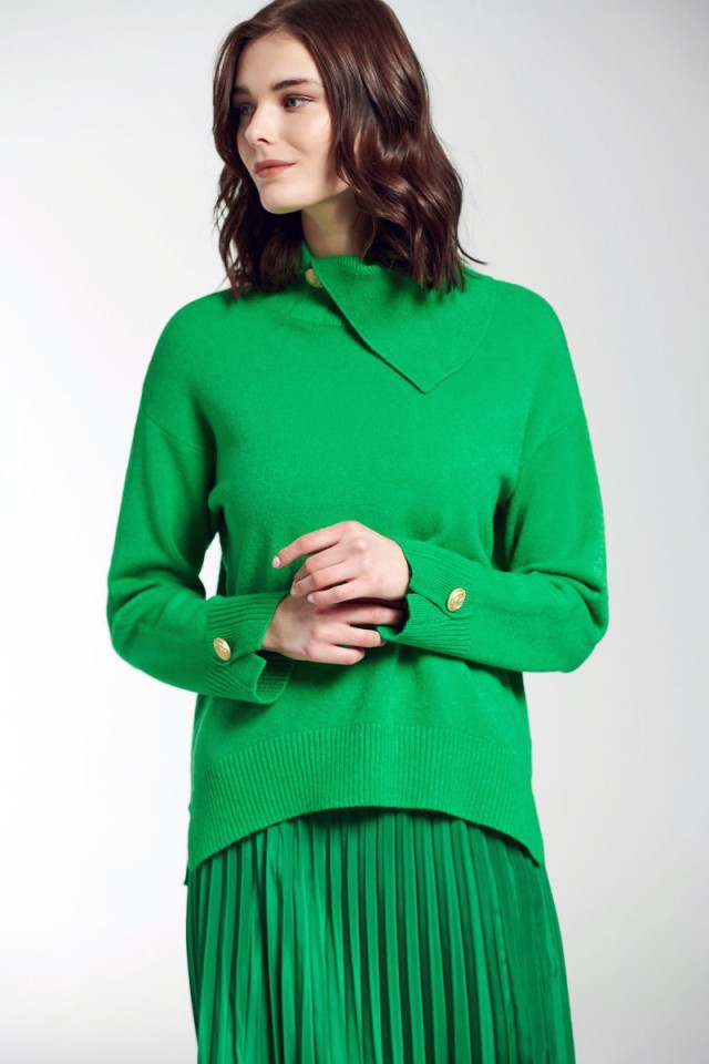 Fw22-173 Green Mariva V Ladies Knitted Γυναικειο Πλεκτο Πρασινο