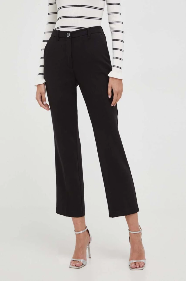 Guess Zoe Pant Straight Le Γυναικείο Παντελόνι Μαύρο