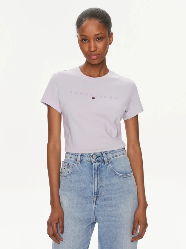 Tommy Hilfiger Tjw Slim Tonal Linear Tee Γυναικεία Μπλούζα Μωβ