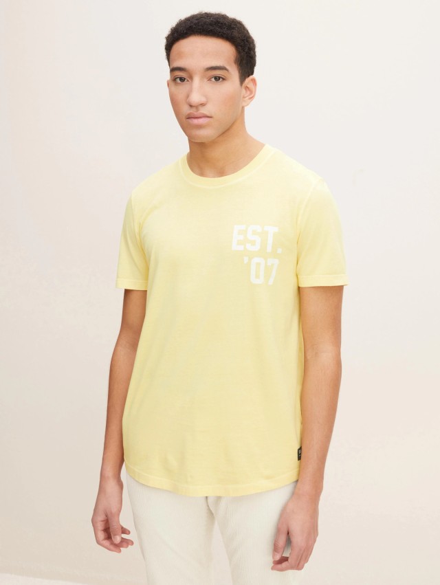 Tom Tailor 203 Printed Garment D Ανδρικη Μπλουζα Κιτρινη