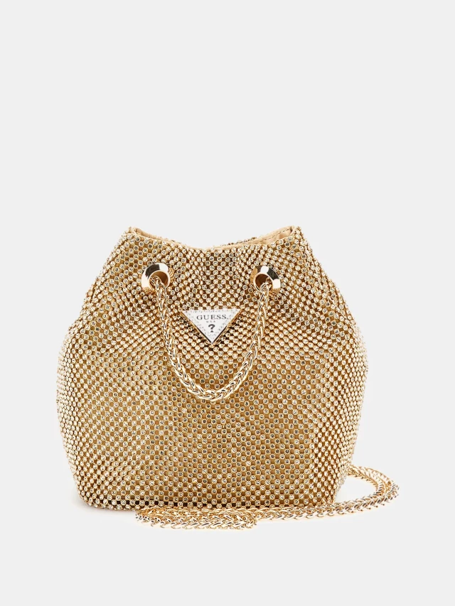 Guess Lua Pouch Γυναικεία Τσάντα Πουγκί Χρυσή