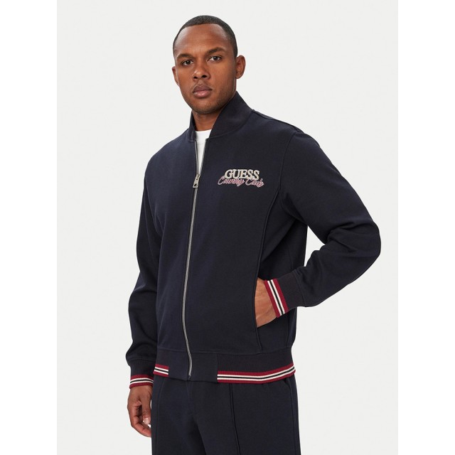 Guess Ls Zipper Detailed Sweat Jacke Ανδρική Ζακέτα Φούτερ Μπλε