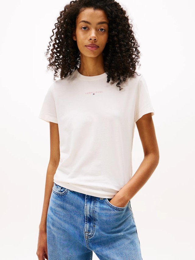 Tommy Hilfiger Tjw Reg Linear Ss Tee Γυναικεία Μπλούζα Εκρού