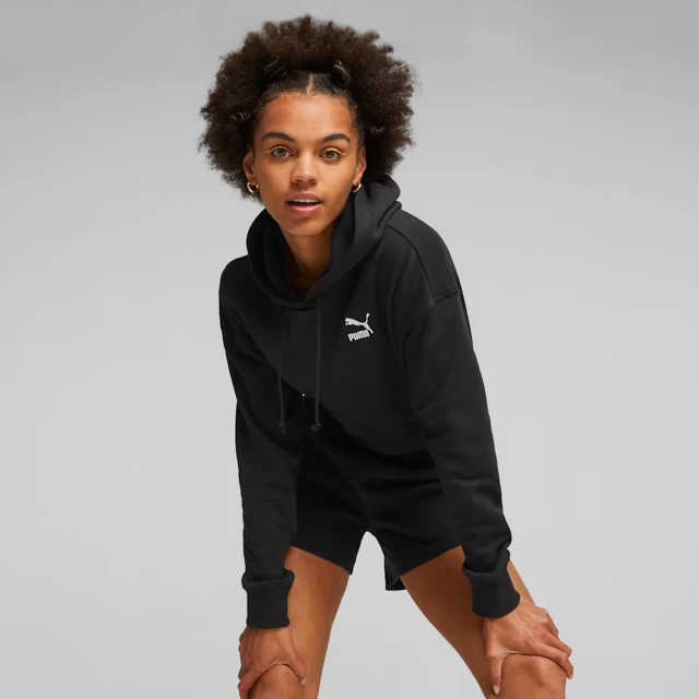 Puma CLASSICS Cropped Hoodie TR Γυναικειο Φουτερ Μαυρο