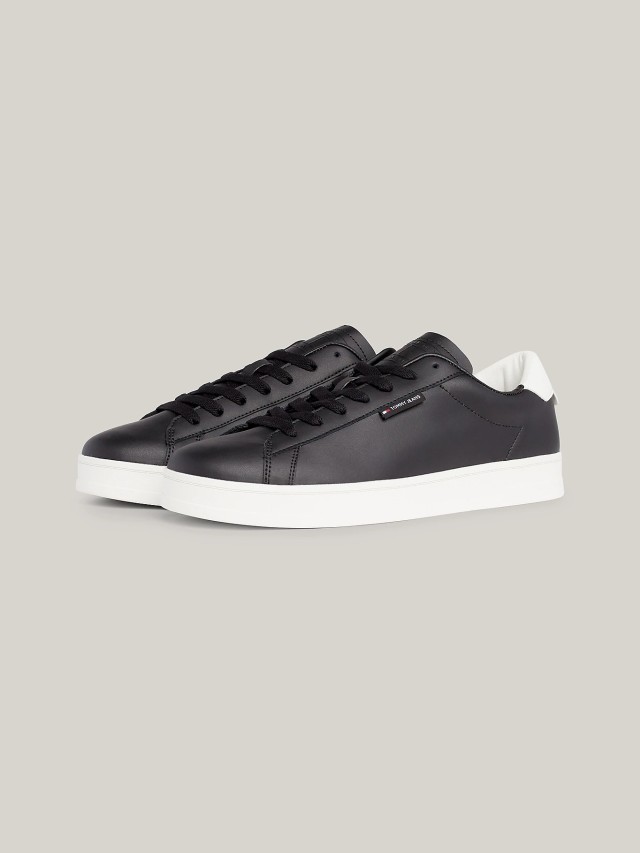 Tommy Hilfiger Tjm Leather Low Cupsole Ανδρικά Sneakers Μαύρα