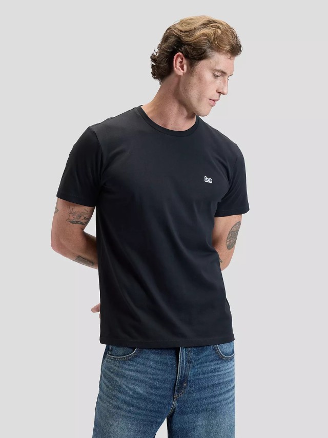 Lee Ss Patch Logo Tee Washed Black Ανδρική Mπλούζα Μαύρη