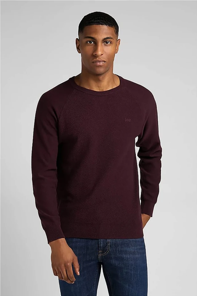 Lee Raglan Crew Knit Ανδρικο Πλεκτο Μπορντω