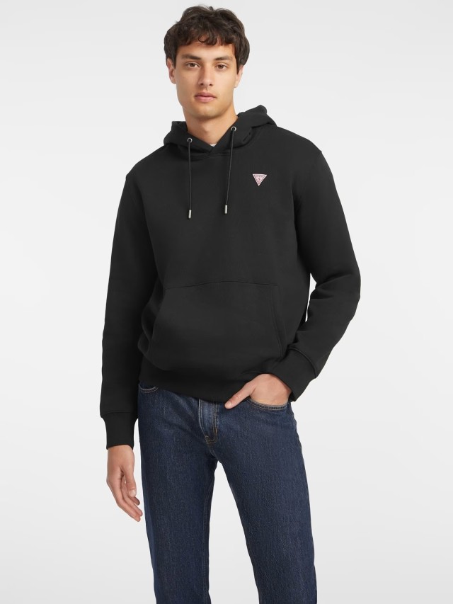 Guess Gj Hood Slim Mini Triang Sweat Ανδρικό Φούτερ Μαύρο