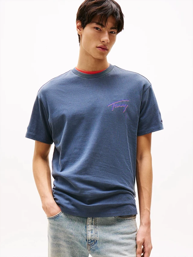 Tommy Hilfiger Tjm Rlx Faded Graphic Tee Ext Ανδρική Μπλούζα Μπλε
