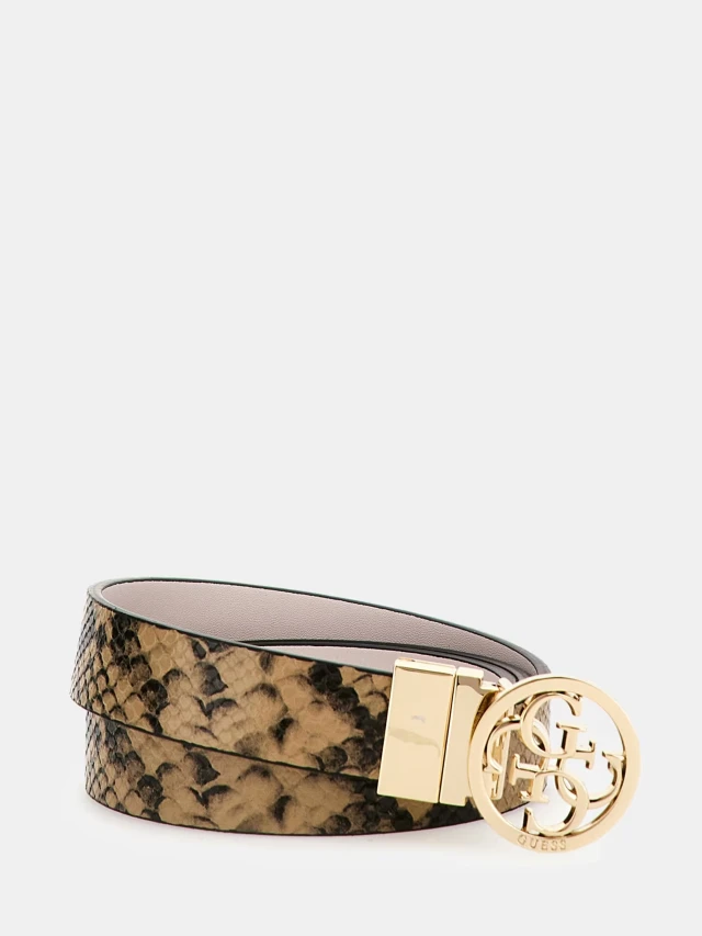 Guess Katey Python Rev&Not Adj Belt Γυναικεία Ζώνη Μπεζ