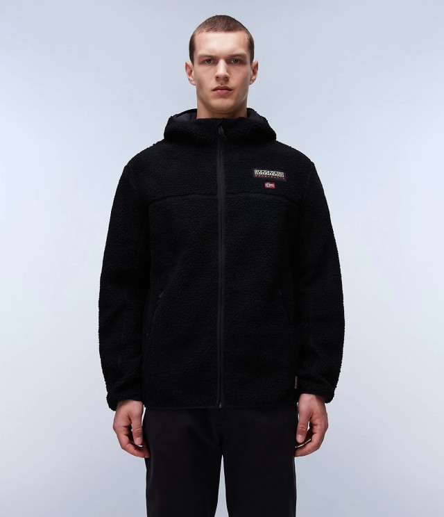 Napapijri T-Tynik fzh black Ανδρική Ζακέτα Fleece Μαύρη