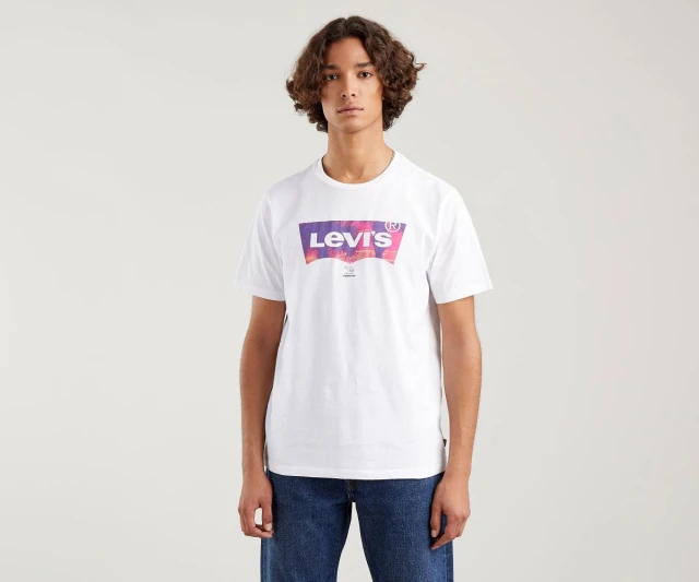 Levis Graphic Crewneck Tee Bw Palm F Ανδρικη Μπλουζα Λευκη