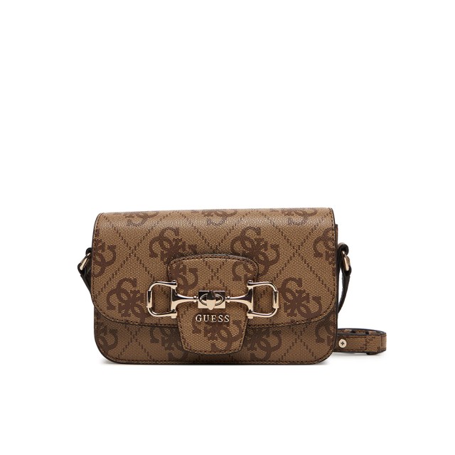 Guess Janie Logo Cnvrtbl Xbody Flap Γυναικεία Τσάντα Μπεζ