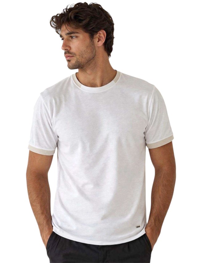 MarkUp G/C M/M Piquet Con Contrasti Ανδρική Μπλούζα Λευκο