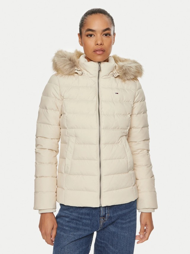 Tommy Hilfiger Tjw Basic Hooded Down Jacket Ext Γυναικείο Μπουφάν Εκρού