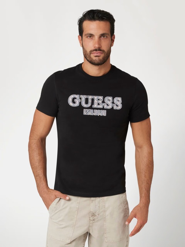 Guess Ss Cn Guess Box Logo  Ανδρική Μπλούζα Μπλε