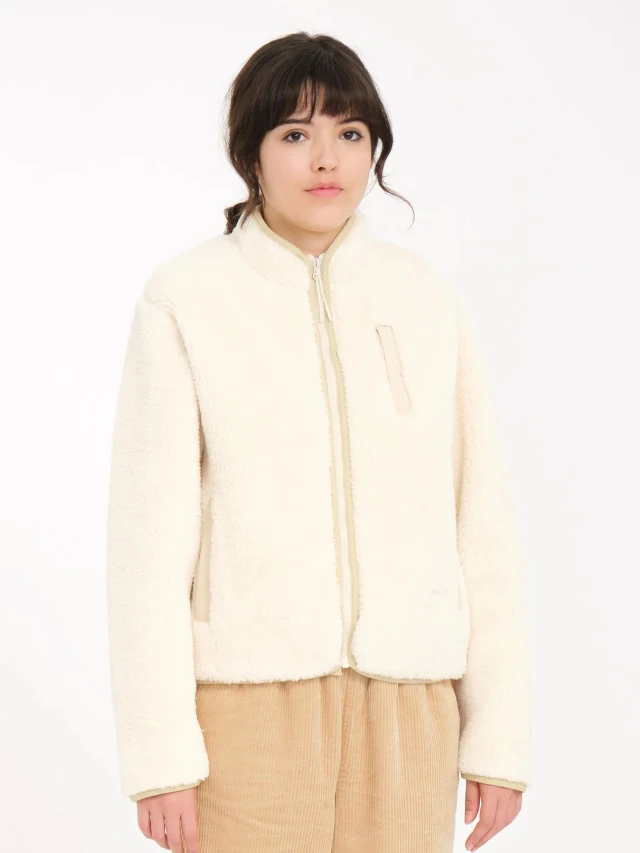Volcom Fa Wuzer Fuzzar Γυναικεία Ζακετα Fleece Εκρού