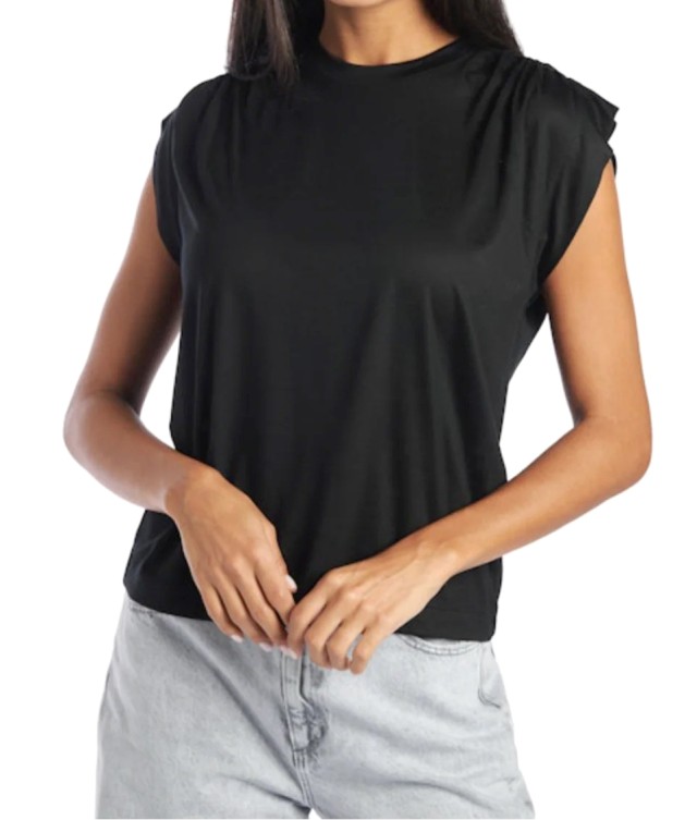 Guess Sl Cn Light Basic Top Γυναικεία Μπλούζα Top Μαύρη