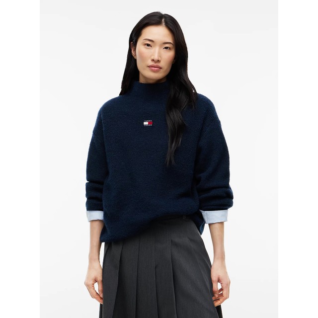 Tommy Hilfiger Tjw Mockneck Badge Sweater Ext Γυναικείο Πλεκτό Μπλε