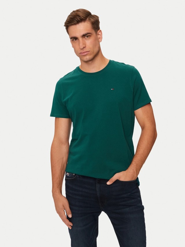 Tommy Hilfiger Tjm Xslim Jersey Tee Ανδρική Μπλούζα Πετρόλ