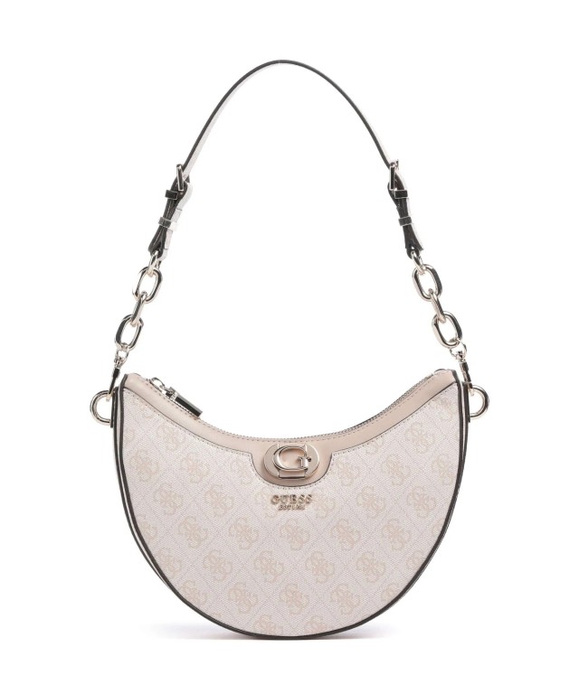 Guess Orlina Logo Top Zip Shldr Bag Γυναικεία Τσάντα Μπεζ