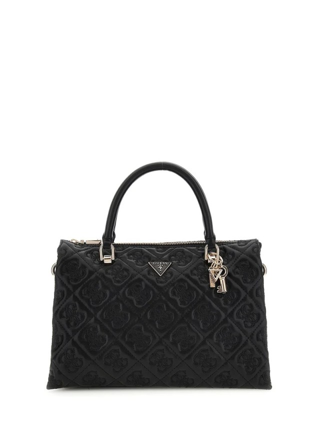 Guess Adelasia Multi Comp Satchel Γυναικεία Τσάντα Μαύρη