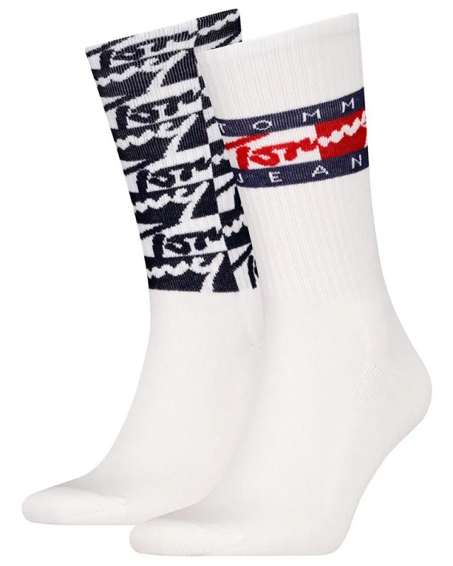 Tommy Hilfiger Th Uni Tj Sock 2p Tommy Flag Κάλτσες Λευκές