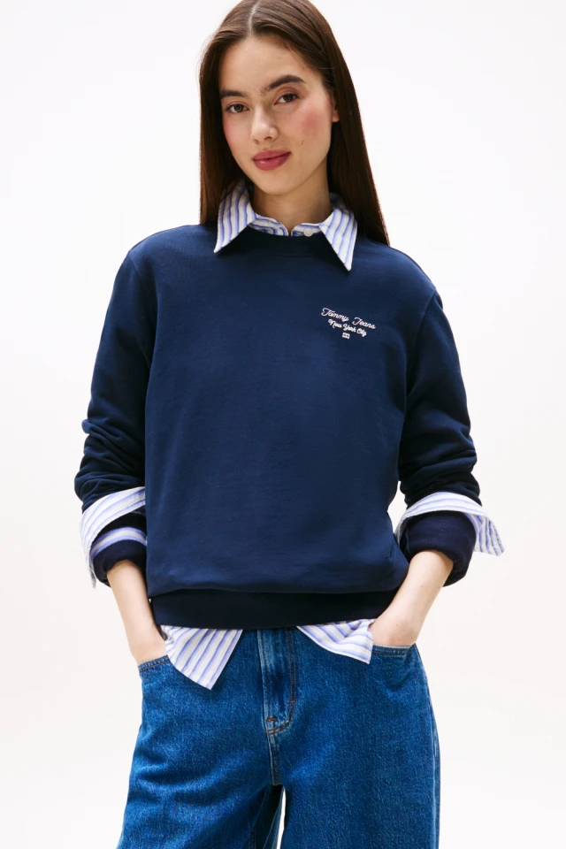 Tommy Hilfiger Tjw Reg Ess Logo 1 Crew Ext Γυναικείο Φούτερ Μπλε