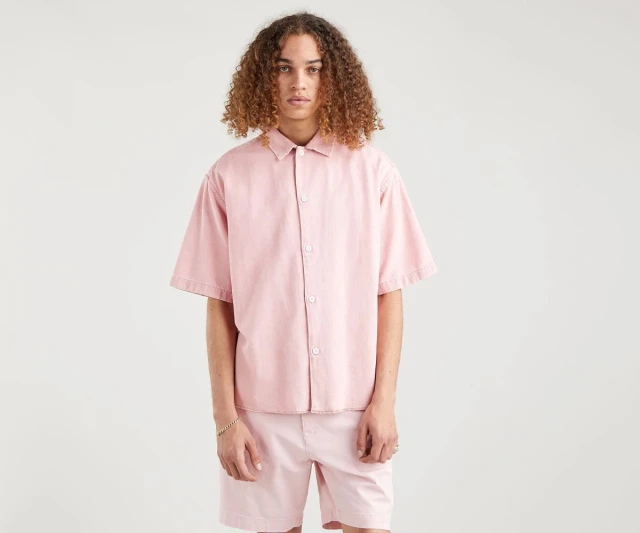 Levis Ss Slouchy Shirt Fp Madder Ανδρικο Πουκαμισο Ροζ