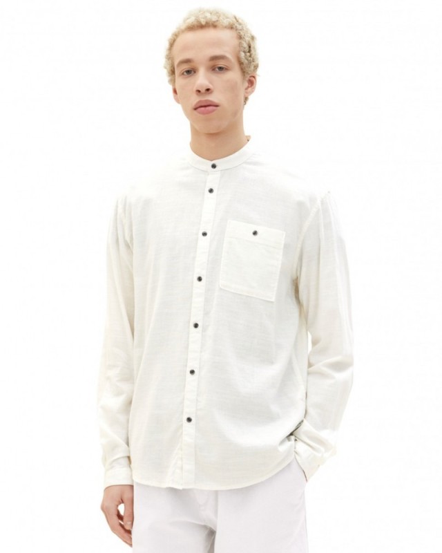 Τom Tailor 302 Relaxed Slubyarn Shirt Ανδρικό Πουκάμισο Λευκό