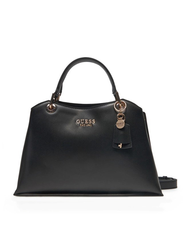 Guess Eco Evaine Girlfriend Satchel  Γυναικεία Τσάντα Μαύρη