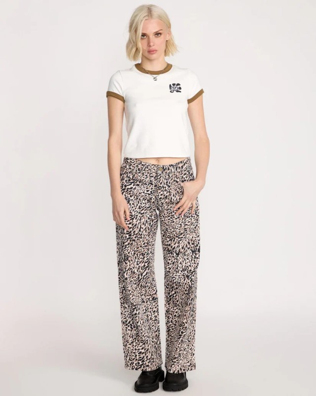 Volcom Stoned Bf Lowrise Γυναικείο Τζιν Παντελόνι Animal Print