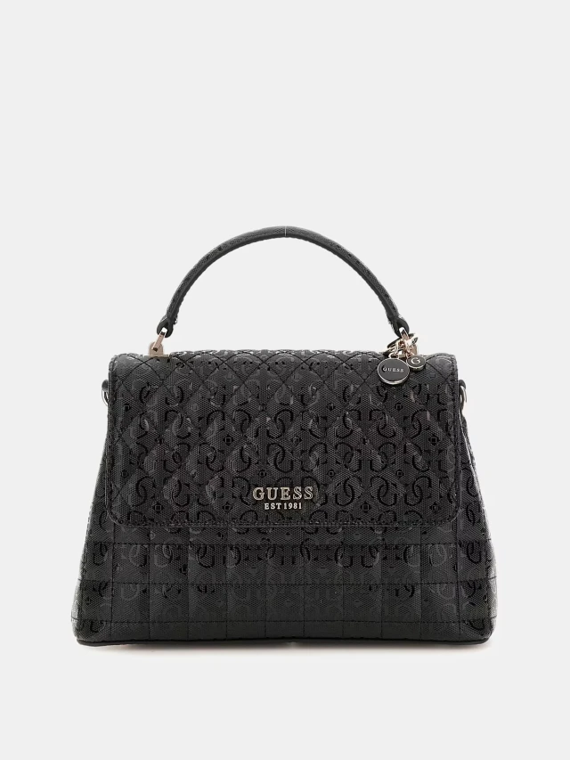 Guess Yarmilla Top Handle Flap Γυναικεία Τσάντα Μαύρη