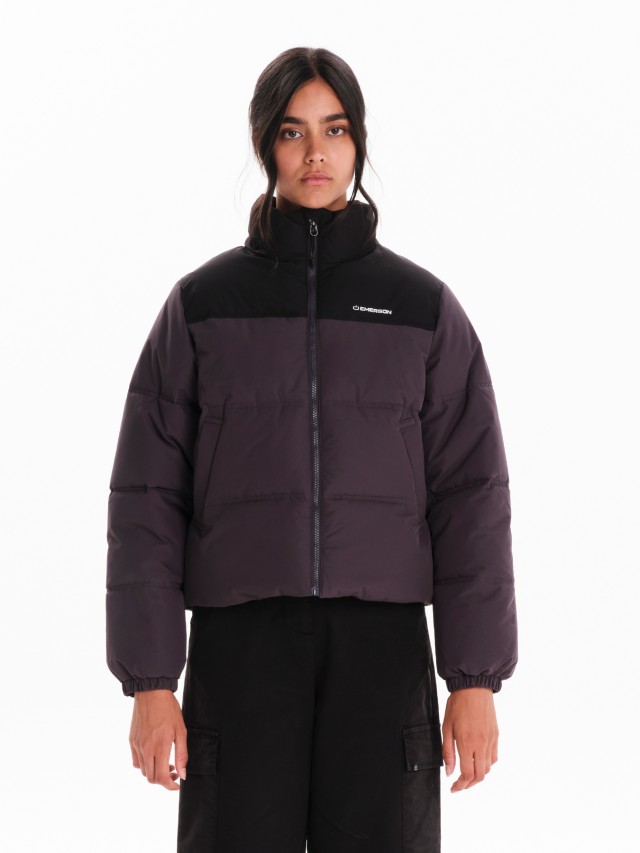 Emerson Womens Puffer Jacket Γυναικείο Μπουφάν Μαυρο Μωβ